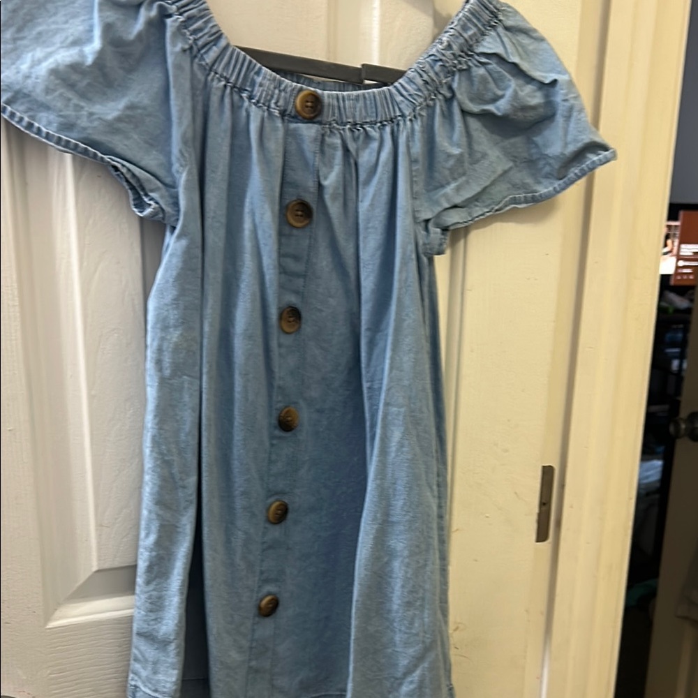 Blue Off-Shoulder Kids Dress